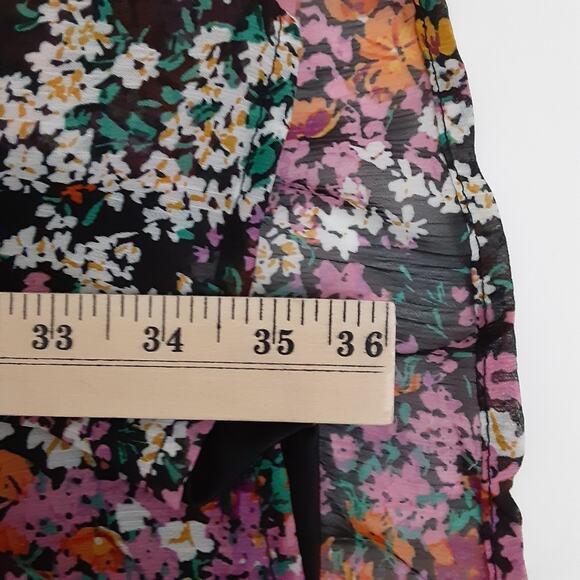 Vince Camuto Floral Tiered Babydoll Dress Fall Colors Mini Dress M Boho NWT - Picture 15 of 16